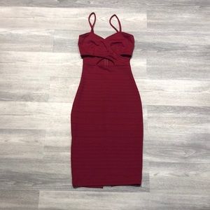 Burgundy body con dress